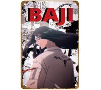 KNIOIL Póster de anime de Baji Tokyo Revengers, estilo cómico, vintage, de metal, con logotipo, club, bar, cafetería, dormitorio, decoración de pared, regalo, 8 x 12 pulgadas