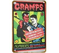 KNIOIL Póster de concierto de The Cramps/Guitar Wolf/Demolition Doll Rods Houston 1997 (edición de espectáculo) Cartel de metal vintage con logotipo de club familiar, bar, cafetería, dormitorio
