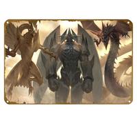 KNIOIL Póster de Dios egipcio, obelisco el tormentador, el dragón alado de Ra, Slifer el dragón del cielo, cartel vintage de metal con logotipo, club familiar, bar, cafetería, dormitorio, decoración