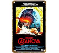KNIOIL Póster de la película Il Casanova di Federico Fellini de metal vintage con logotipo de la familia, club, bar, cafetería, dormitorio, decoración de pared, regalo, 8 x 12 pulgadas