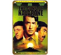 KNIOIL Póster de la película The Guns of Navarone vintage de metal con logotipo familiar, club, bar, cafetería, dormitorio, decoración de pared, regalo, 8 x 12 pulgadas