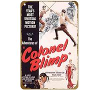 KNIOIL Póster de la película The Life and Death of Colonel Blimp (#1 de 2) 1943, letrero de metal vintage con logotipo de la familia, club, bar, cafetería, dormitorio, decoración de pared, regalo, 8 x