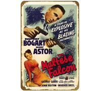 KNIOIL Póster de la película The Maltese Falcon con diseño vintage de metal con logotipo familiar, club, bar, cafetería, dormitorio, decoración de pared, regalo, 8 x 12 pulgadas