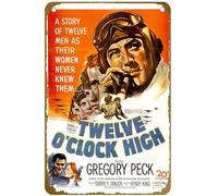 KNIOIL Póster de la película Twelve O'Clock High Vintage Metal Tin Sign Logo Family Club Bar Cafe Dormitorio Arte Decoración de pared Regalo 8 x 12 pulgadas