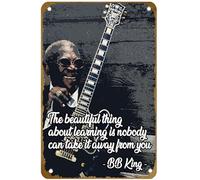 KNIOIL Póster de metal vintage con citas de músico Bb King, con logotipo de familia, club, bar, cafetería, dormitorio, decoración de pared, regalo, 8 x 12 pulgadas