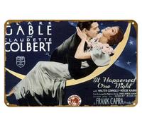 KNIOIL Póster de metal vintage con texto en inglés "It Happened One Night (1934)", con el logotipo de la familia, club, bar, cafetería, dormitorio, decoración de pared, regalo, 8 x 12 pulgadas
