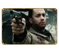 KNIOIL Póster de película de metal vintage con texto en inglés "Saving Private Ryan Drama Action Tom Hanks", con el logotipo de la familia, club, bar, cafetería, dormitorio, decoración de pared