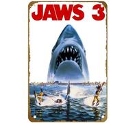 KNIOIL Póster de película Jaws 3-D (1983) de metal vintage, con logotipo de la familia, club, bar, cafetería, dormitorio, decoración de pared, regalo, 20 x 30 cm