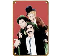 KNIOIL Póster de plumas de caballo, Groucho Marx, Chico Marx, Harpo Marx de 1932, cartel de metal vintage con logotipo familiar, club, bar, cafetería, dormitorio, decoración de pared, regalo, 8 x 12