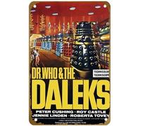 KNIOIL Póster vintage de la película Dr. Who and the Daleks (1965), letrero de metal con logotipo familiar, club, bar, cafetería, dormitorio, decoración de pared, regalo, 8 x 12 pulgadas