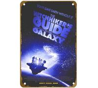 KNIOIL Póster vintage de metal con el logo de The Hitchhiker's Guide to the Galaxy (#2 de 2) Don't Panic. 2005 - Cartel de metal vintage para decoración de pared, regalo de 8 x 12 pulgadas