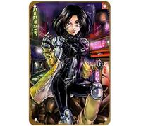 KNIOIL Póster vintage de metal con el logotipo de Movies Gunnm Battle Angel Alita con logotipo familiar, club, bar, cafetería, dormitorio, decoración de pared, regalo, 8 x 12 pulgadas