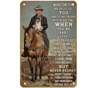 KNIOIL Póster vintage de metal con el logotipo de Old Man Riding A Horse - While On This Ride Called Life, con logotipo de la familia, club, bar, cafetería, dormitorio, decoración de pared, regalo, 8