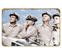 KNIOIL Póster vintage de metal con logotipo de Mister Roberts, desde la izquierda: Henry Fonda, James Cagney, William Powell, Jack Lemmon, 1955, con logotipo de la familia, club, bar, cafetería