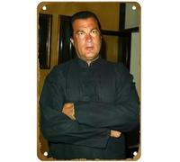 KNIOIL Steven Seagal - Póster de celebridades vintage de metal con logotipo familiar, club, bar, cafetería, dormitorio, decoración de pared, regalo, 8 x 12 pulgadas