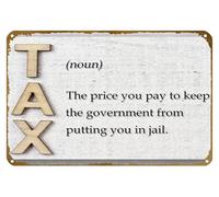 KNIOIL TAX Definition - Póster de metal vintage con el logotipo de The Price You Pay To Keep The Government From Putting You In Jail (El precio que pagas para mantener al gobierno de poner en la