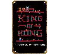 KNIOIL The King of Kong: A Fistful of Quarters 2007 - Póster de la película vintage de metal con logotipo familiar, club, bar, cafetería, dormitorio, decoración de pared, regalo, 8 x 12 pulgadas