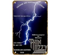 KNIOIL Thin Lizzy Vintage Thunder And Lightning Tour Rds Dublin 1983 - Póster vintage de metal con logotipo familiar, club, bar, cafetería, dormitorio, decoración de pared, regalo, 8 x 12 pulgadas