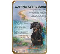KNIOIL Waiting At The Door I Was Just A Pup When Me First Met - Letrero decorativo de perro salchicha para el hogar, póster vintage de metal, letrero de estaño, logotipo, club, bar, cafetería