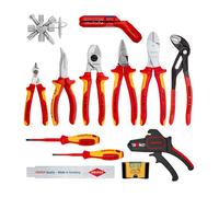 Knipex 00 20 90 V02 Juego de Extensión Eléctrico - 13 Herramientas Incluye Llave de Estrella con Carraca y Alicates de Punta Fina