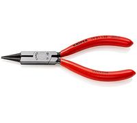 Knipex Alicate de boca redonda con filos de corte (Alicate para joyería) negro atramentado, recubiertos de plástico 130 mm (cartulina autoservicio/blíster) 19 01 130 SB