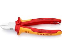 Knipex Alicate de corte diagonal cromado, homologado por VDE; con anilla de fijación aislada e integrada para colocar una protección anticaída 180 mm (cartulina autoservicio/blíster) 70 06 180 T BK