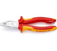 KNIPEX Alicate universal cromado Aislado con fundas multicomponente, homologado por VDE; con anilla de fijación aislada e integrada para, 03 06 180 T