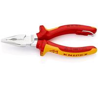 KNIPEX Alicate Universal en Punta Cromado, Aislado, Fundas Multicomponente, Homologado por VDE, Integrada para Colocar una Protección Anticaída 145 mm, Cartulina Autoservicio/Blíster, 08 26 145 T BK