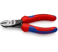 Knipex Alicates de corte diagonal de fuerza negro atramentado, con fundas multicomponentes 140 mm (cartulina autoservicio/blíster) 74 02 140 SB