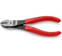 Knipex Alicates de corte diagonal de fuerza negro atramentado, recubiertos de plástico 140 mm (cartulina autoservicio/blíster) 74 01 140 SB