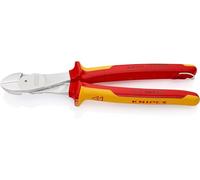 Knipex Alicates de corte diagonal de fuerza cromado, homologado por VDE; con anilla de fijación aislada e integrada para colocar una protección anticaída 250 mm 74 06 250 T