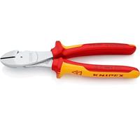 Knipex Alicates de corte diagonal de fuerza cromado, aislados con fundas multicomponentes, según norma VDE 200 mm (cartulina autoservicio/blíster) 74 06 200 SB