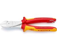 Knipex Alicates de corte diagonal de fuerza cromado, homologado por VDE; integrada para colocar una protección anticaída 200 mm (cartulina autoservicio/blíster) 74 06 200 T BK