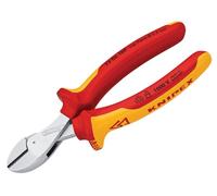Knipex X-Cut® Alicate de corte diagonal compacto gran efecto palanca cromado, aislados con fundas multicomponentes, según norma VDE 160 mm (cartulina autoservicio/blíster) 73 06 160 SB