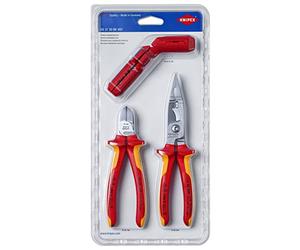 KNIPEX Conjunto para instalación eléctrica 1 x 13 86 200, 1 x 16 95 01 SB, 1 x 70 06 160 en blister, 00 31 30 BK V01