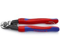 KNIPEX Cortacables para cable trenzado forjado en blister con fundas multicomponentes, con anilla de fijación integrada para colocar, 95 62 190 T BK