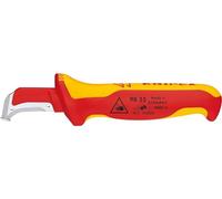 Knipex Cuchillo pelacables con guía de deslizamiento mango aislante en dos componentes, según norma VDE 180 mm (cartulina autoservicio/blíster) 98 55 SB