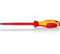 KNIPEX Destornillador para tornillos cruciformes Pozidriv mango aislante en dos componentes, según norma VDE 270 mm, 98 25 03