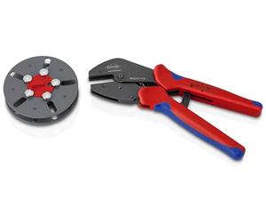 KNIPEX MultiCrimp Pince à sertir avec porte-matrices interchangeables, vide brunie avec poignées multimatières 250 mm, 97 33 LE