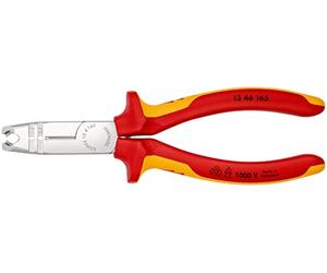 KNIPEX Pelacables multifuncional con cartulinas autoservicio cromado aislados con fundas multicomponentes, según norma VDE 165 mm, 13 46 165 SB