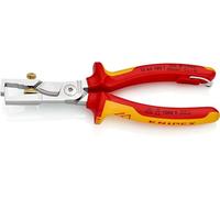 Knipex StriX® Alicate pelacables con tijeras cortacables cromado, homologado por VDE; con anilla de fijación aislada e integrada para colocar una protección anticaída 180 mm 13 66 180 T