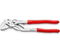 KNIPEX Tenaza llave alicate y llave en una sola herramienta con cartulinas autoservicio cromado recubiertos de plástico 180 mm, 86 03 180 SB