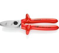 Knipex Tijeras cortacables con filo de corte doble cromado, aislados por inmersión en plástico reforzado, según norma VDE 200 mm 95 17 200