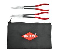KNIPEX Tools - Juego de 2 alicates de punta de aguja extralargos con bolsa de almacenamiento (28 71 280, 28 81 280 y 9K 00 90 12 US) (9K0080128US)