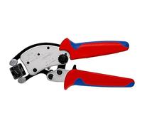 KNIPEX Twistor T Alicate autoajustable para crimpar punteras huecas con cabezal giratorio para crimpar cromado con mangos multicomponente, 97 53 19