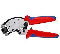 KNIPEX Twistor T Pince à sertir auto-ajustable pour embouts de câble avec tête de sertissage rotative en blister chromée avec poignées, 97 53 19 SB