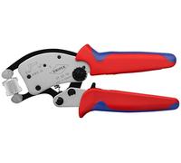 KNIPEX Twistor16 Alicate autoajustable para crimpar punteras huecas con cabezal giratorio para crimpar cromado con mangos multicomponente, 97 53 18