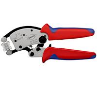 KNIPEX Twistor16 Alicate autoajustable para crimpar punteras huecas con cabezal giratorio para crimpar en blister cromado con mangos, 97 53 18 SB