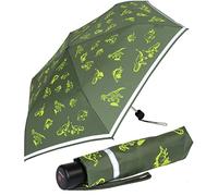 Knirps 4Kids - Paraguas de bolsillo para niños con ribete reflectante, Dinos fluorescentes, 90 cm