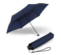 Knirps C.050 Small paraguas plegable manual compacto antiviento, ligero | Mini paraguas Azul - 205 g, probado en túnel de viento hasta 80 km/h, dosel 90 cm, con correa de mano y funda